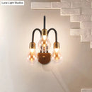 GobekUsa Contemporary LED Wall Sconce Light with Curved Brass Arm - Clear Glass Bulb, 1/2/3 Lights