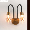 GobekUsa Contemporary LED Wall Sconce Light with Curved Brass Arm - Clear Glass Bulb, 1/2/3 Lights