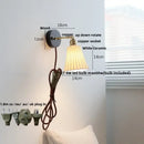 GobekUsa LED Wall Light Fixture Modern Black Wood Copper Sconce