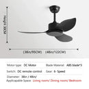 GobekUsa 48" DC Remote Control Ceiling Fan Plastic Blade Bedroom Indoor Industry 220V