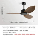 GobekUsa 48" DC Remote Control Ceiling Fan Plastic Blade Bedroom Indoor Industry 220V