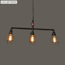 GobekUsa Industrial 3-Light Cage Iron Pendant with Red Valve: Small, Bronze Fixture for Dining Room and Island Lighting
