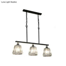 GobekUsa Clear Crystal Pendant Light with 3 Lights for Dining Room - Industrial Cone/Cylinder Island Lighting in Black