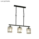 GobekUsa Clear Crystal Pendant Light with 3 Lights for Dining Room - Industrial Cone/Cylinder Island Lighting in Black