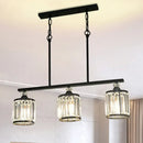 GobekUsa Clear Crystal Pendant Light with 3 Lights for Dining Room - Industrial Cone/Cylinder Island Lighting in Black