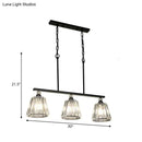 GobekUsa Clear Crystal Pendant Light with 3 Lights for Dining Room - Industrial Cone/Cylinder Island Lighting in Black