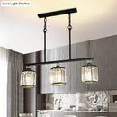 GobekUsa Clear Crystal Pendant Light with 3 Lights for Dining Room - Industrial Cone/Cylinder Island Lighting in Black