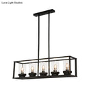 GobekUsa Clear Glass Pendant Retro Industrial Kitchen Island Light Fixture - Rectangle Cage - 4/5-Light Option