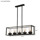 GobekUsa Clear Glass Pendant Retro Industrial Kitchen Island Light Fixture - Rectangle Cage - 4/5-Light Option