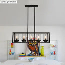 GobekUsa Clear Glass Pendant Retro Industrial Kitchen Island Light Fixture - Rectangle Cage - 4/5-Light Option