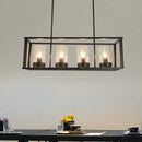 GobekUsa Clear Glass Pendant Retro Industrial Kitchen Island Light Fixture - Rectangle Cage - 4/5-Light Option