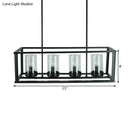 GobekUsa Clear Glass Pendant Retro Industrial Kitchen Island Light Fixture - Rectangle Cage - 4/5-Light Option