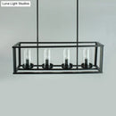 GobekUsa Clear Glass Pendant Retro Industrial Kitchen Island Light Fixture - Rectangle Cage - 4/5-Light Option