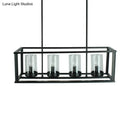 GobekUsa Clear Glass Pendant Retro Industrial Kitchen Island Light Fixture - Rectangle Cage - 4/5-Light Option
