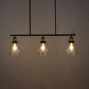GobekUsa Industrial Clear Glass Pendant Light - Cone Shade, 2/3 Lights - Black Hanging Lamp Kit for Dining Room Island