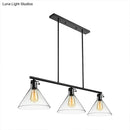 GobekUsa Industrial Cone Clear Glass Island Lamp in Black for Dining Table - 2/3 Lights Hanging Lighting