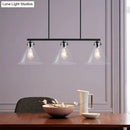 GobekUsa Industrial Cone Clear Glass Island Lamp in Black for Dining Table - 2/3 Lights Hanging Lighting