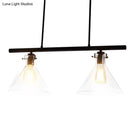 GobekUsa Industrial Cone Clear Glass Island Lamp in Black for Dining Table - 2/3 Lights Hanging Lighting