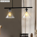 GobekUsa Industrial Cone Clear Glass Island Lamp in Black for Dining Table - 2/3 Lights Hanging Lighting