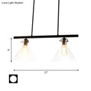 GobekUsa Industrial Cone Clear Glass Island Lamp in Black for Dining Table - 2/3 Lights Hanging Lighting