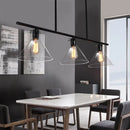 GobekUsa Industrial Cone Clear Glass Island Lamp in Black for Dining Table - 2/3 Lights Hanging Lighting