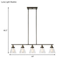 GobekUsa Industrial Black Cone Shade Clear Glass 5-Head Island Chandelier for Dining Room