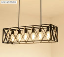 GobekUsa Industrial Black Cross-Framed Pendant Light for Dining Table