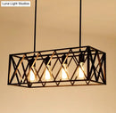 GobekUsa Industrial Black Cross-Framed Pendant Light for Dining Table