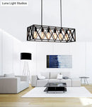GobekUsa Industrial Black Cross-Framed Pendant Light for Dining Table