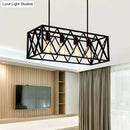 GobekUsa Industrial Black Cross-Framed Pendant Light for Dining Table