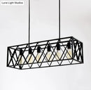 GobekUsa Industrial Black Cross-Framed Pendant Light for Dining Table