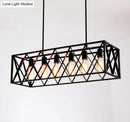 GobekUsa Industrial Black Cross-Framed Pendant Light for Dining Table