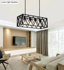 GobekUsa Industrial Black Cross-Framed Pendant Light for Dining Table