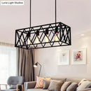 GobekUsa Industrial Black Cross-Framed Pendant Light for Dining Table
