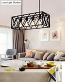 GobekUsa Industrial Black Cross-Framed Pendant Light for Dining Table
