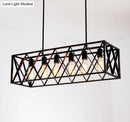 GobekUsa Industrial Black Cross-Framed Pendant Light for Dining Table