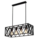 GobekUsa Industrial Black Cross-Framed Pendant Light for Dining Table