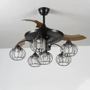 GobekUsa Black Crystal LED Ceiling Fan Chandelier, 6/9 Heads, Remote Control, Reverse Motor