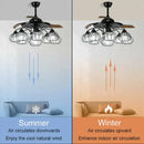 GobekUsa Black Crystal LED Ceiling Fan Chandelier, 6/9 Heads, Remote Control, Reverse Motor