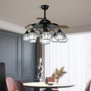 GobekUsa Black Crystal LED Ceiling Fan Chandelier, 6/9 Heads, Remote Control, Reverse Motor