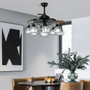 GobekUsa Black Crystal LED Ceiling Fan Chandelier, 6/9 Heads, Remote Control, Reverse Motor