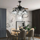 GobekUsa Black Crystal LED Ceiling Fan Chandelier, 6/9 Heads, Remote Control, Reverse Motor