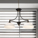 GobekUsa Industrial Black Dome Island Light Fixture with Opal Glass - 2-Bulb Dining Table Hanging Lamp