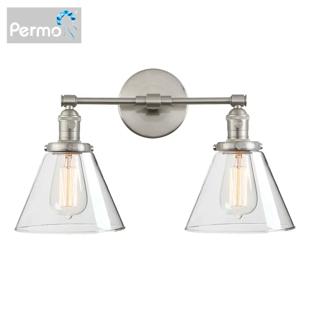 GobekUsa Double Cone Glass Industrial Wall Sconce - Dual Light Fixture, photo 9 of 10
