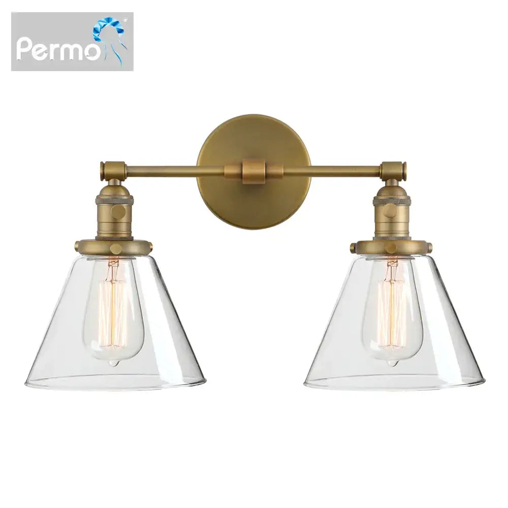 GobekUsa Double Cone Glass Industrial Wall Sconce - Dual Light Fixture, photo 7 of 10