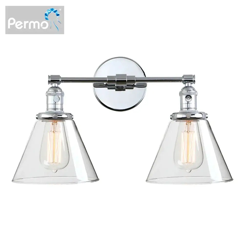 GobekUsa Double Cone Glass Industrial Wall Sconce - Dual Light Fixture, photo 10 of 10