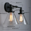 GobekUsa Double Cone Glass Industrial Wall Sconce - Dual Light Fixture