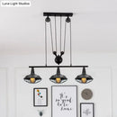 GobekUsa Farmhouse Barn Island Pendant - 3-Light Metallic Pendant Lighting with Cage Shade and Pulley in Black