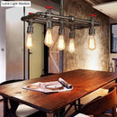 GobekUsa Black Finish Tubing Hanging Lamp: Antique Metal Dining Room Chandelier with Red Valve and 5-Bulb Lighting