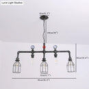 GobekUsa Industrial Metal Island Lighting with 5 Lights, Suspension Light in Black: Pipe and Gauge Design with Cage